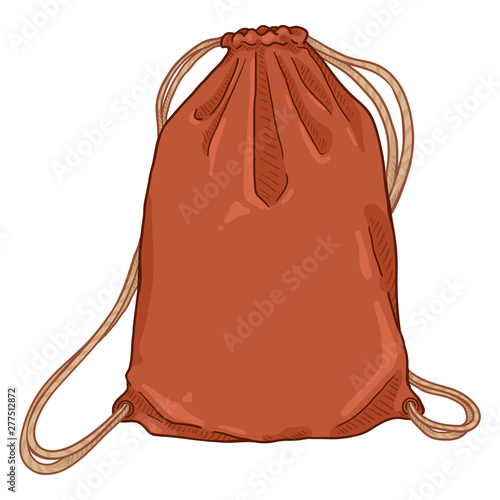 Vector Cartoon Red Drawstring Bag. Textile Backpack with Strings