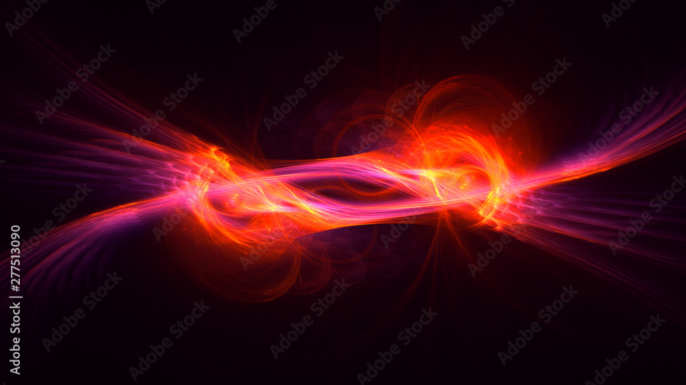 3D rendering abstract red fractal light background