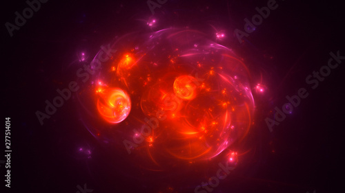 3D rendering abstract red fractal light background © BetiBup33
