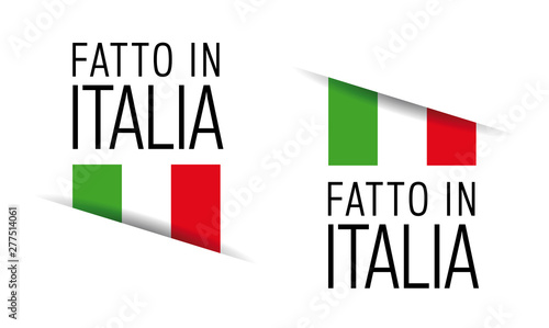 Fatto in italia isolated on white background