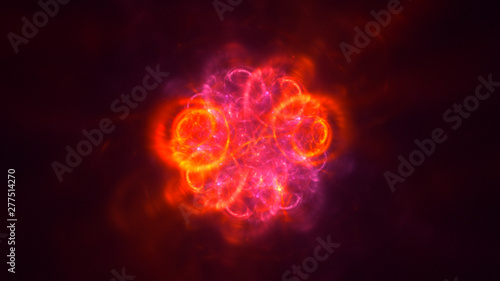 3D rendering abstract red fractal light background