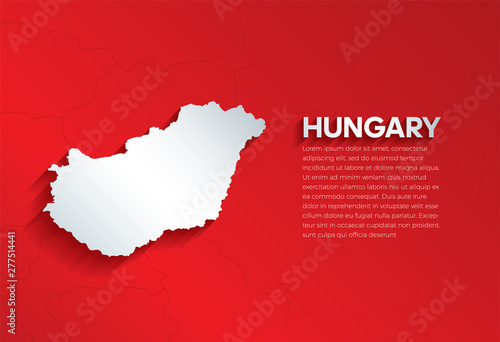 Obraz na plátně Hungary Map with shadow