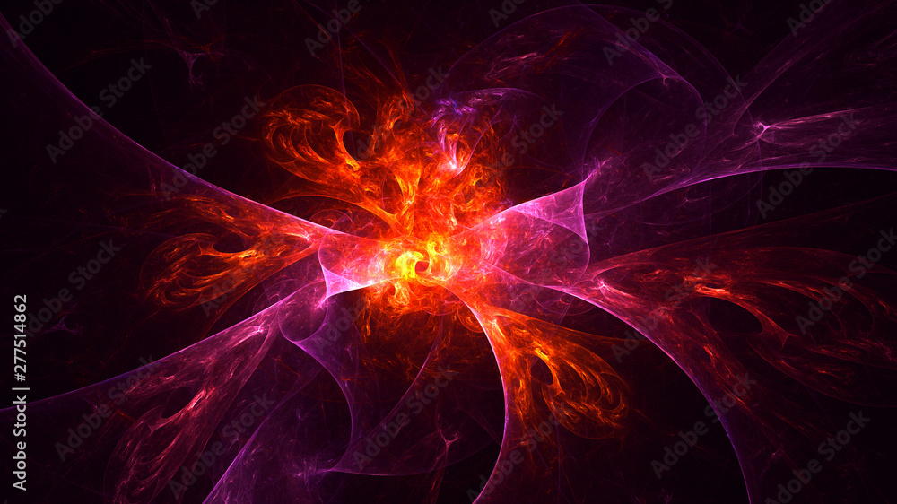 3D rendering abstract red fractal light background 3D rendering abstract red fractal light background