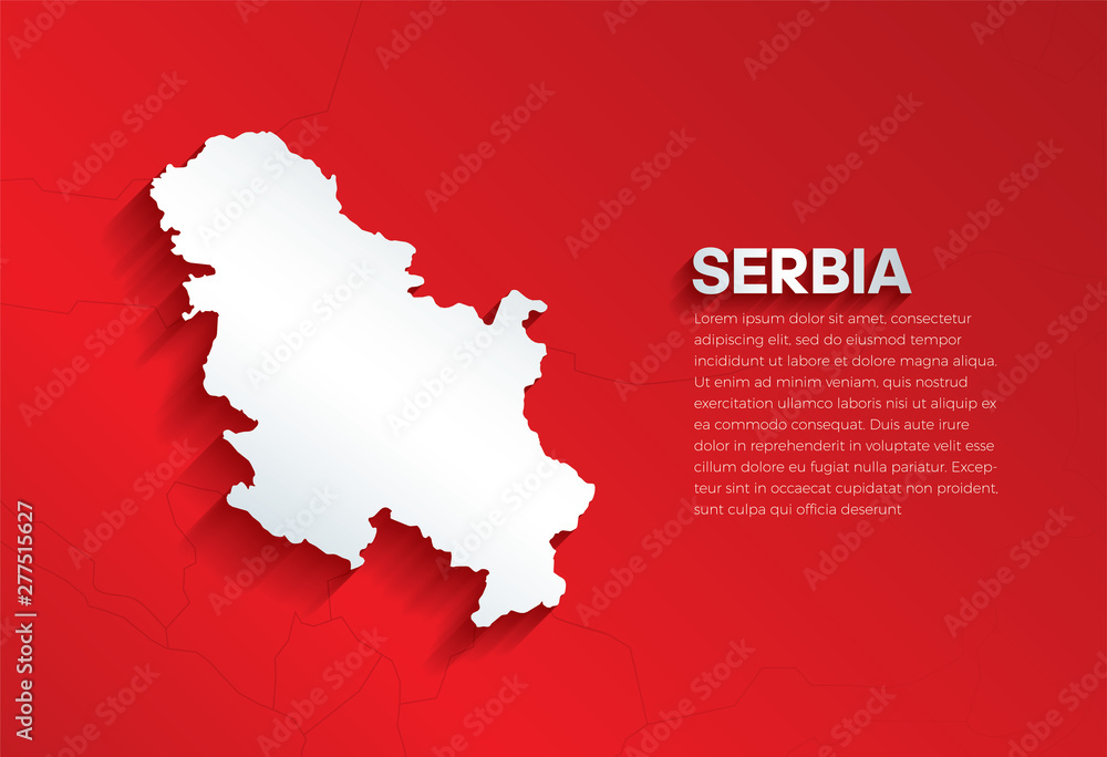 Serbia Map with shadow. Cut paper isolated on a red background. Vector illustration. Serbia Map with shadow. Cut paper isolated on a red background. Vector illustration.