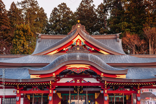 Wallpaper Mural Morioka Hachimangu Shrine main hall facade in evening - Iwate, Japan Torontodigital.ca
