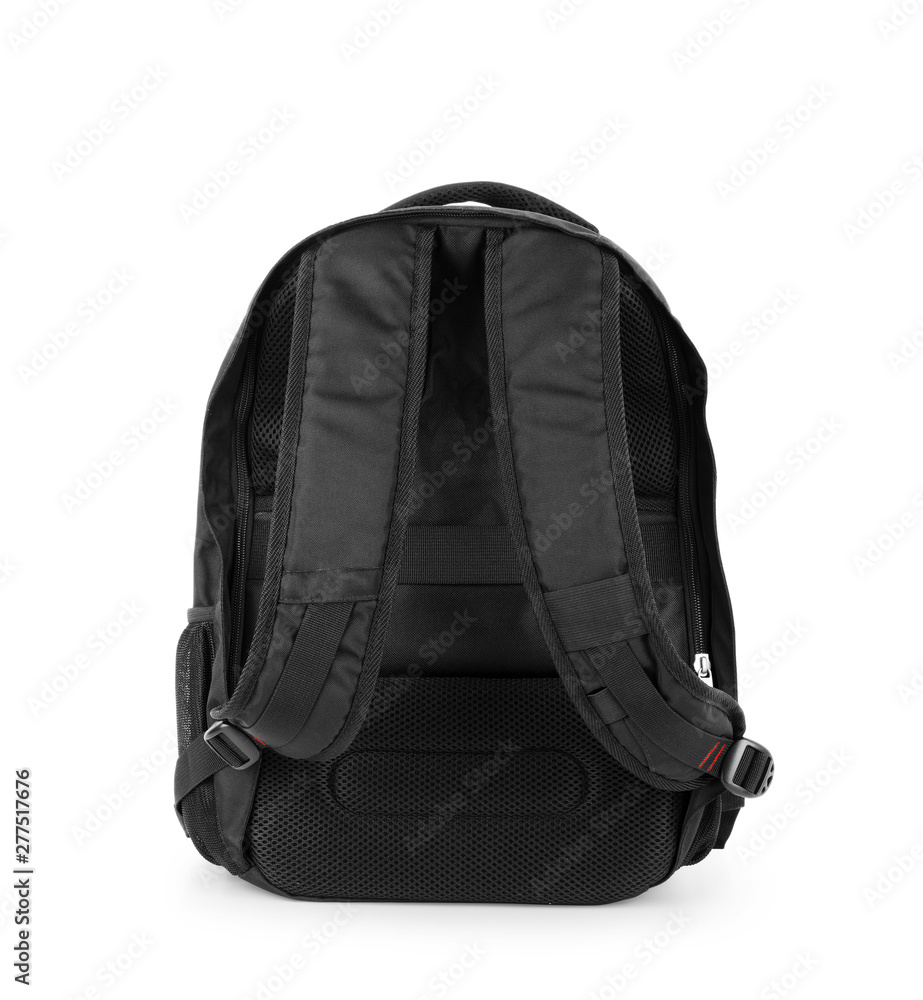 Black backpack isolated over white background with clipping path Black backpack isolated over white background with clipping path