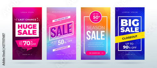 Set of dynamic modern fluid sale banner for social media stories, web page, mobile phone. Sale banner template design special offer set. Eps10 vector.