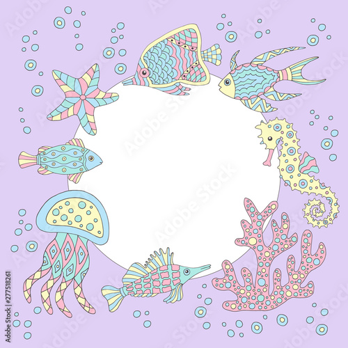 Frame with a set of abstract sea fish