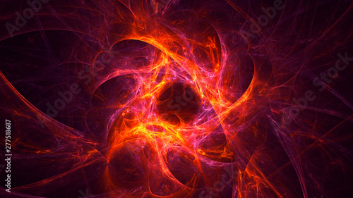 3D rendering abstract red fractal light background