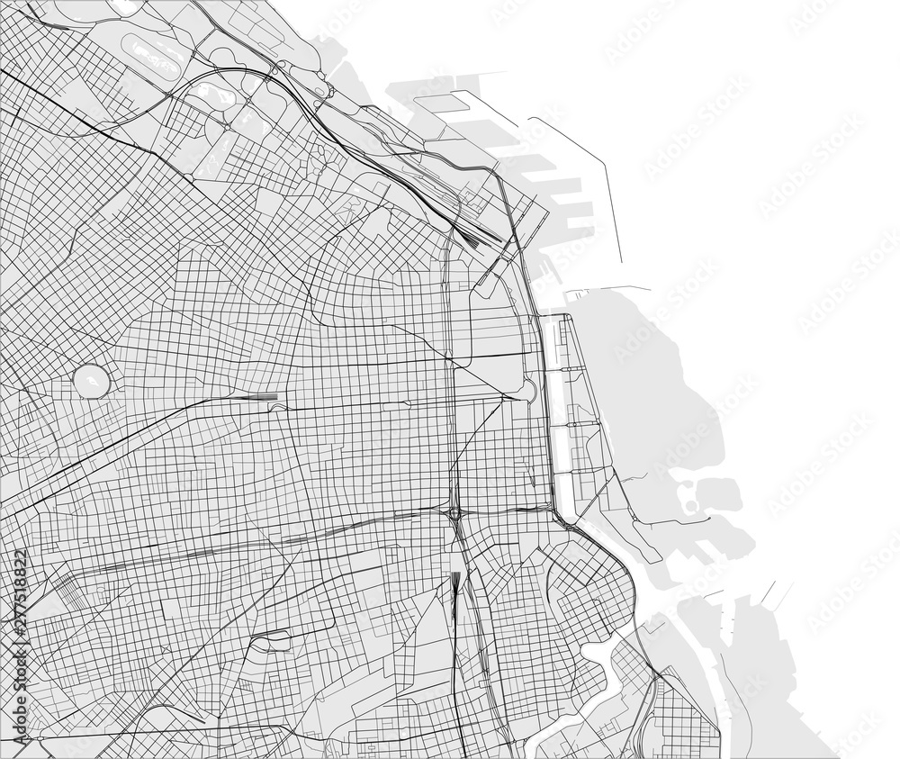 Fototapeta premium vector map of the city of Autonomous City of Buenos Aires, Argentina, South America