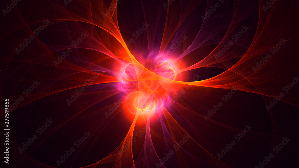 Obraz premium 3D rendering abstract red fractal light background
