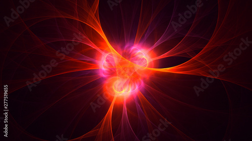 3D rendering abstract red fractal light background