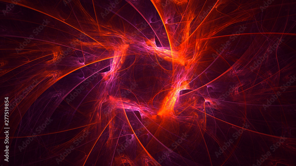 3D rendering abstract red fractal light background