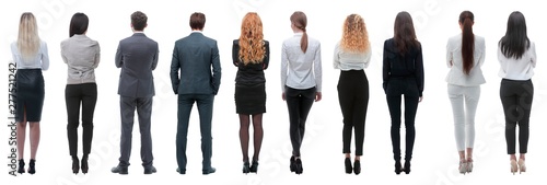 Fotografia rear view.a group of young business people looking forward