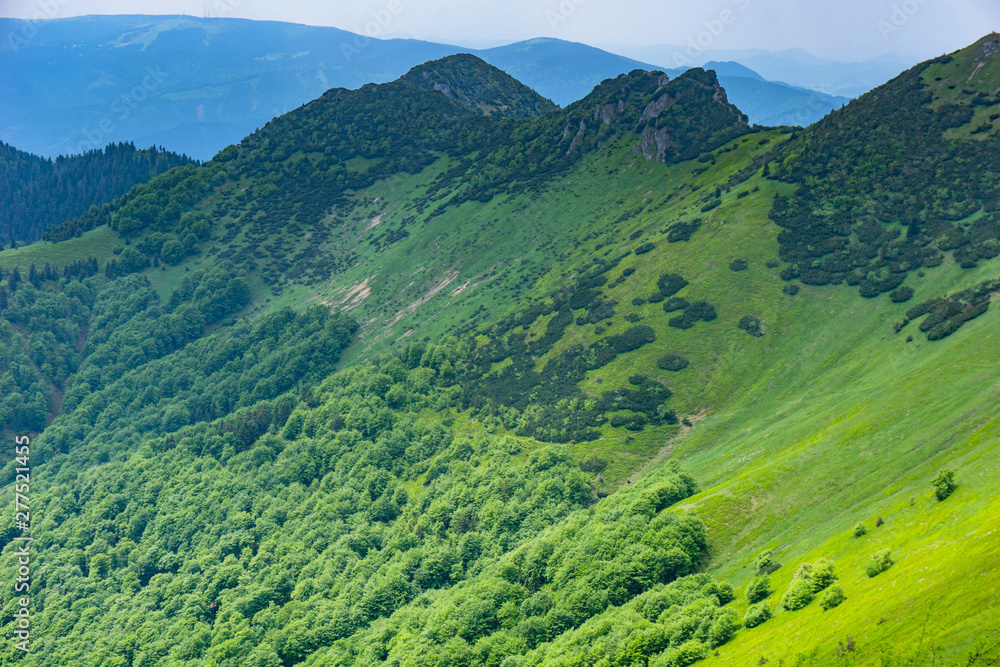 Wonderful panorama of the mountains and clouds in the summer. Western Carpathians, Slovakia, Little Fatra.