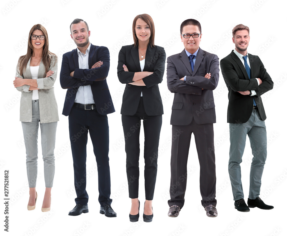 in full growth.boss and his business team standing together in full growth.boss and his business team standing together