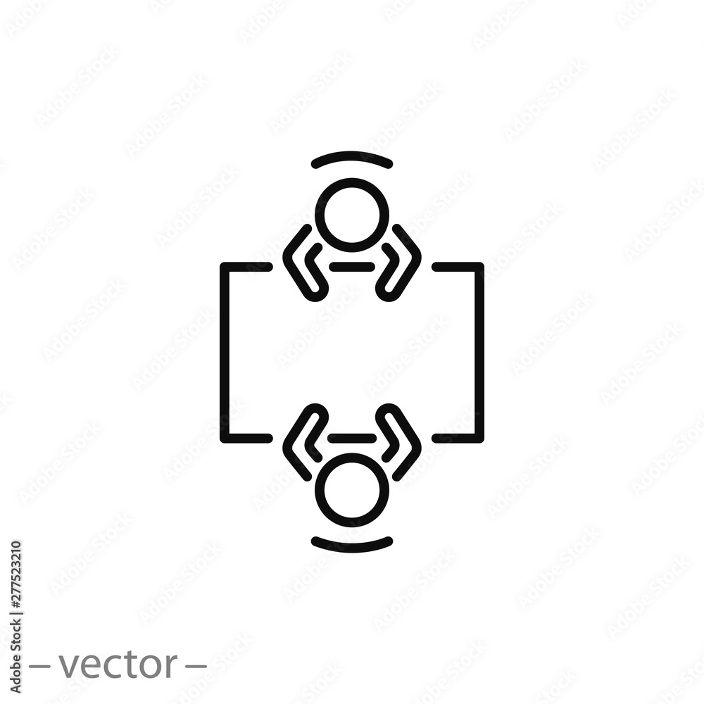 interview job icon, business meeting for hiring, recruitment job thin line symbol for web and mobile phone on white background - editable stroke vector illustration eps10 interview job icon, business meeting for hiring, recruitment job thin line symbol for web and mobile phone on white background - editable stroke vector illustration eps10