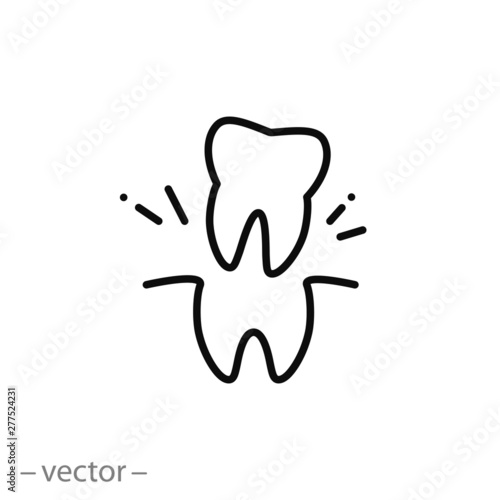 extraction tooth icon, tooth doctor, removal wisdom teeth, thin line symbol for web and mobile phone on white background - editable stroke vector illustration eps10