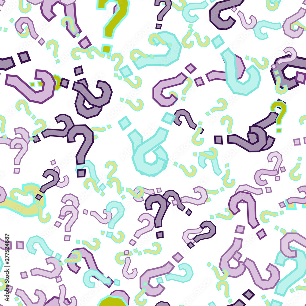 Quiz seamless pattern. Question marks, doubt, faq