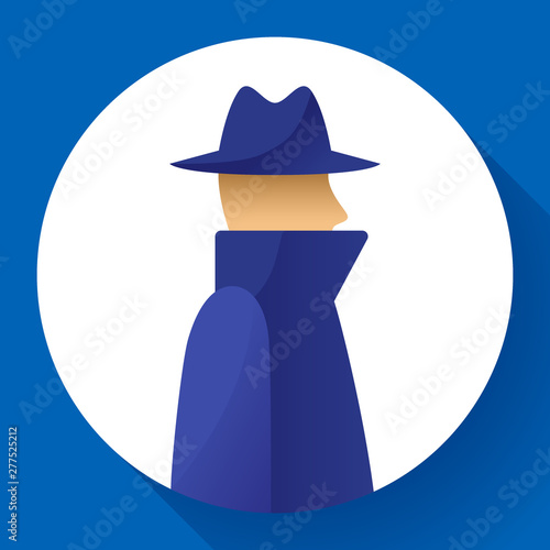 Anonymity concept, spy, detective, agent, anonym in coat and hat icon, anonymous, vector illustration.