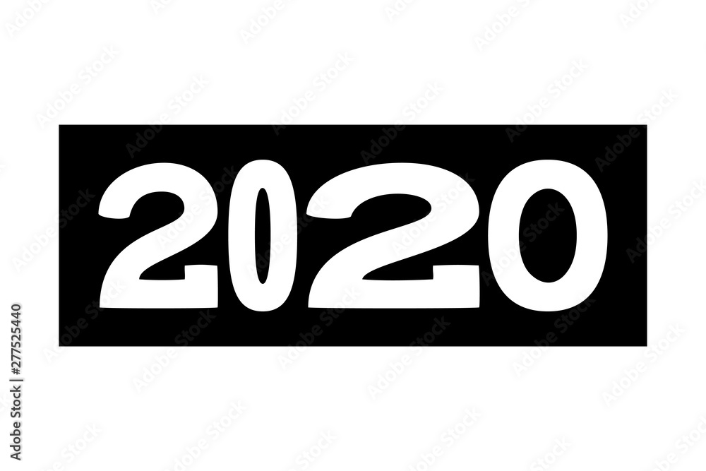 Black and white 2020 different width characters Black and white 2020 different width characters
