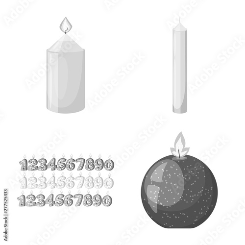 Vector illustration of paraffin and fire sign. Collection of paraffin and decoration stock symbol for web.