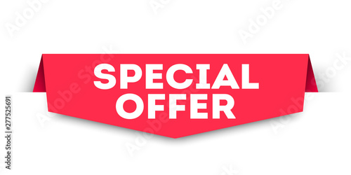 Red banner special offer. Vector web element