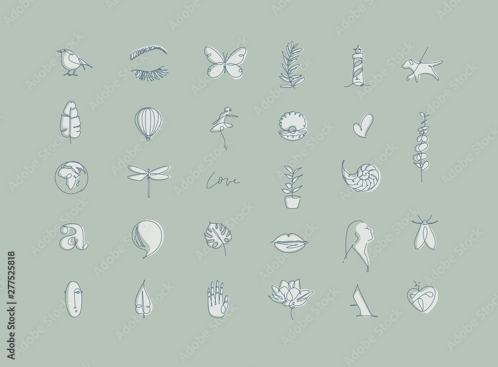 Modern pen line graphic elements green