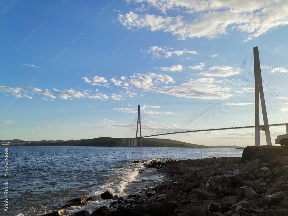 Marine landscape with views of the Russian bridge.
