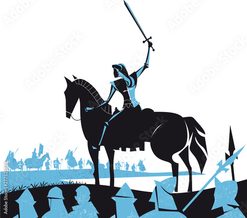 Stampa su tela Joan of Arc (Jeanne d'Arc) frech heroine, vector illustration