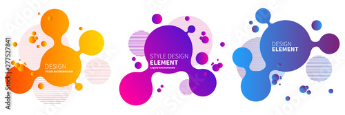 Set of abstract modern graphic elements. Gradient abstract banners with flowing liquid shapes. Dynamical colored forms and line. Template for the design of a logo, flyer or presentation. Vector.