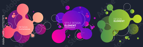 Set of abstract modern graphic elements. Gradient abstract banners with flowing liquid shapes. Dynamical colored forms and line. Template for the design of a logo, flyer or presentation. Vector.