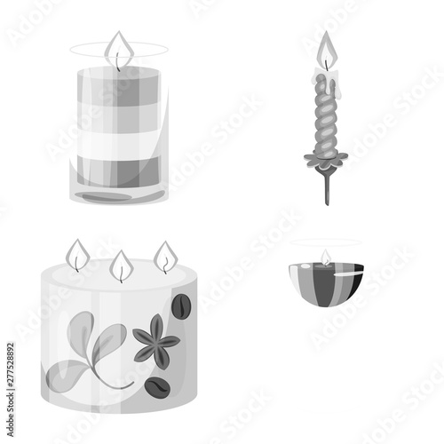 Vector illustration of paraffin and fire icon. Set of paraffin and decoration vector icon for stock.
