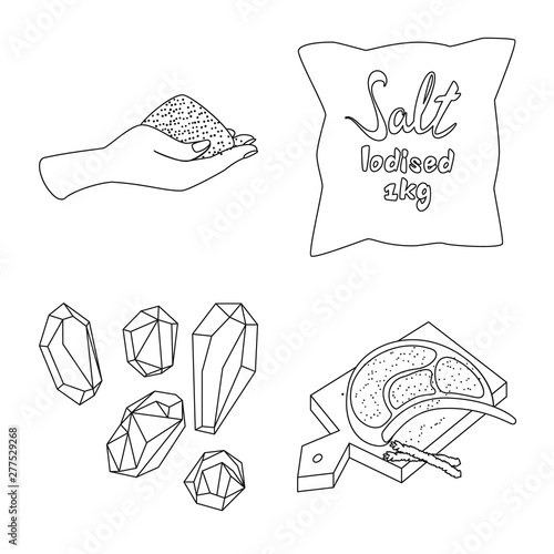 Vector illustration of sodium and mineral sign. Collection of sodium and kitchen vector icon for stock.