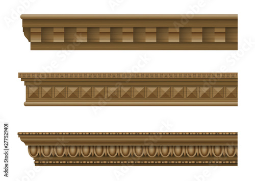 Set of classical wooden cornices