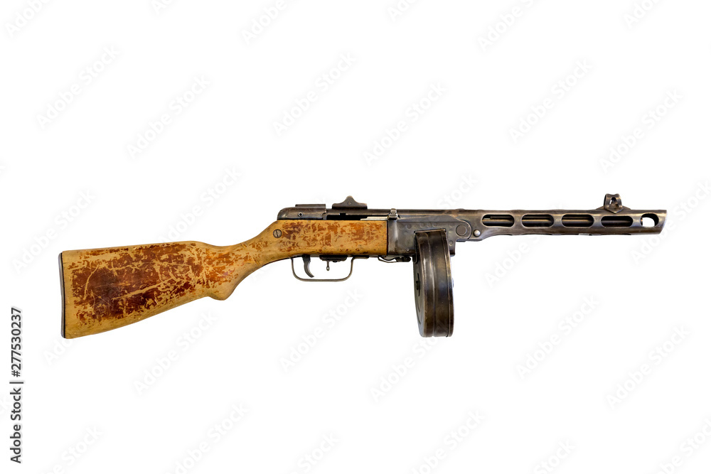 Retro soviet automatic machine gun from World War II isolated on white background Retro soviet automatic machine gun from World War II isolated on white background