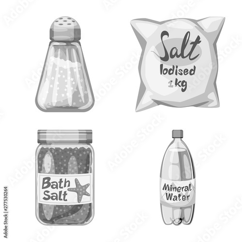 Isolated object of salt and food icon. Collection of salt and mineral vector icon for stock.