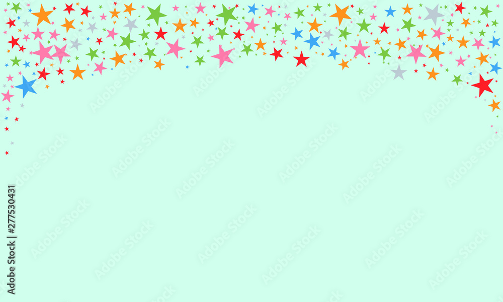 Sparkling stars background border, Confetti falling stars for your design with empty space. Vector illustration.