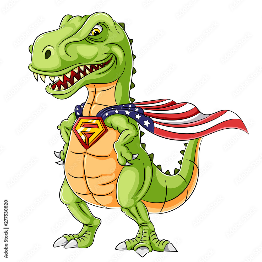 Obraz premium A cartoon superhero dinosaurs mascot