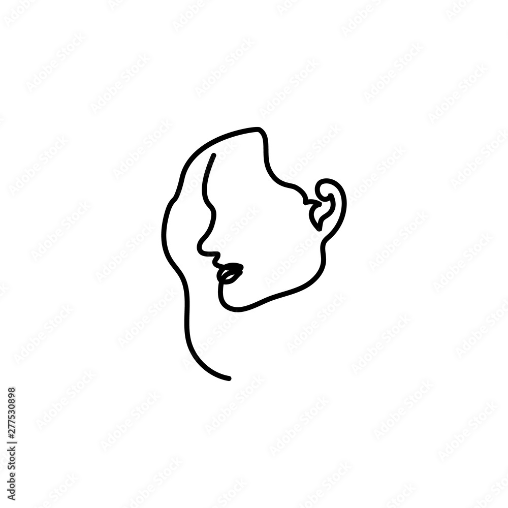 one line, face, woman icon. Element of woman in thin one line icon