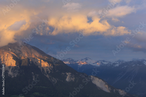 Sunset scene seen from Obermutten, Switzerland.