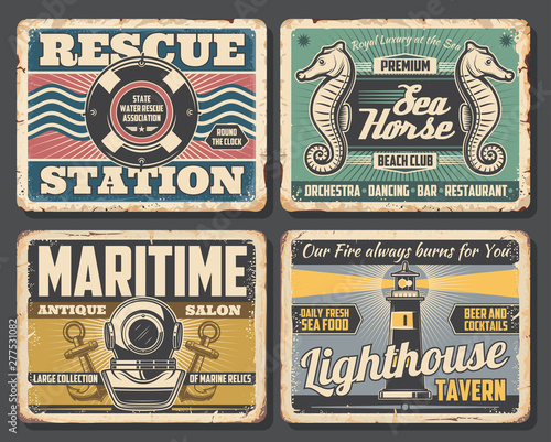 Sea ship anchors, nautical lighthouse, lifebuoy