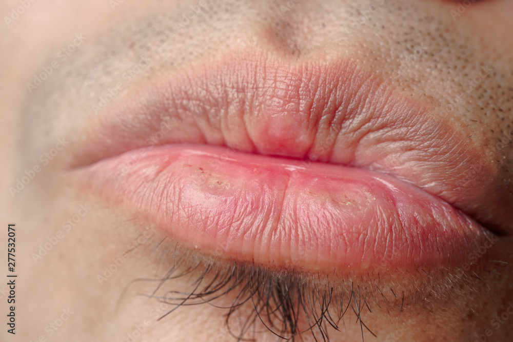 Obraz premium close up of asian men lips or mouth