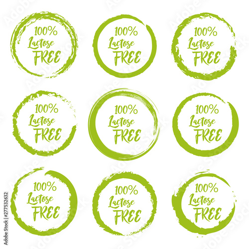 Set of lactose free grunge label sticker on a white background