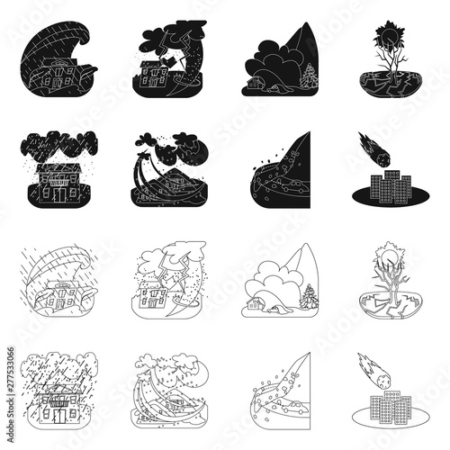 Vector design of weather and distress sign. Set of weather and crash vector icon for stock.