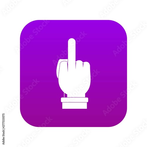 Middle finger hand sign icon digital purple for any design isolated on white vector illustration