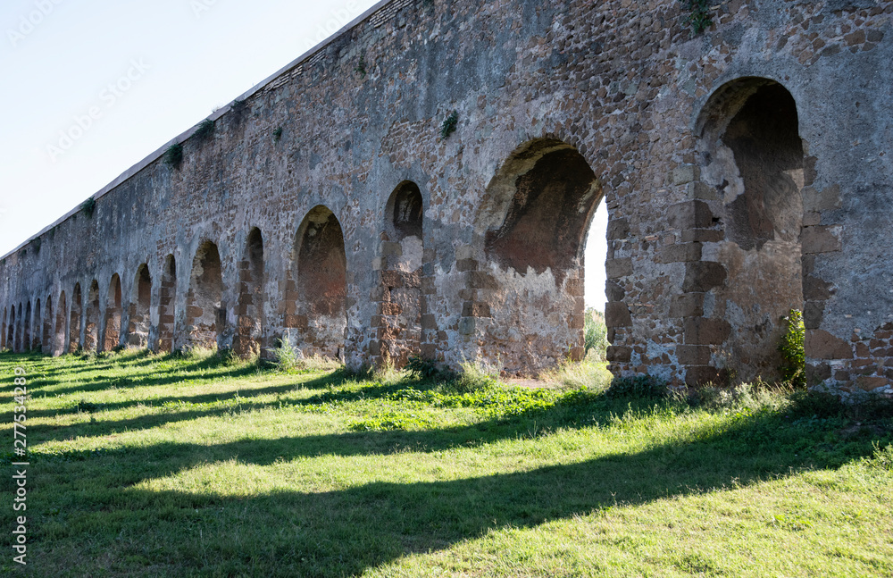 ancient Roman aqueduct of the 2nd century B.C. in Rome