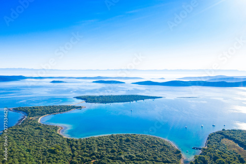 Beautiful seascape on Adriatic in Croatia, Dugi otok archipelago, many small islands on the sea