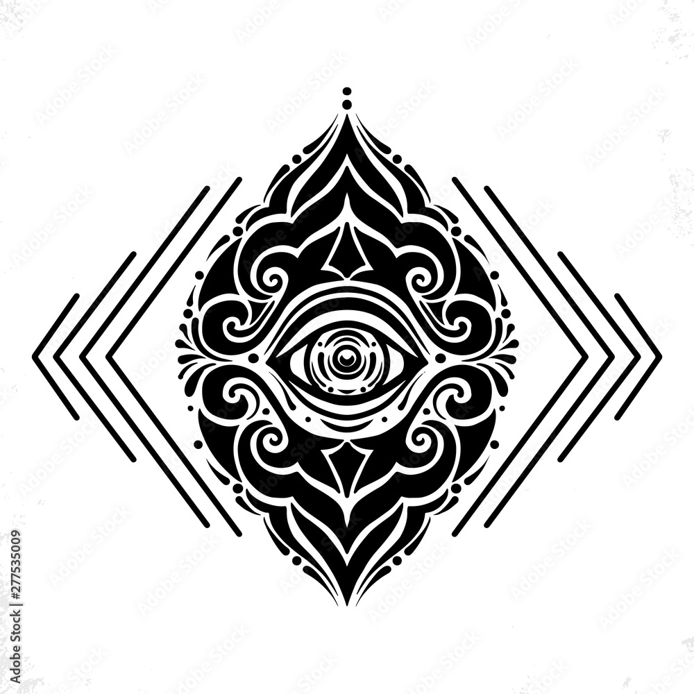 Polynesian tattoo design. Ancient Polynesian native ornament, isolated on white, vector illustration Polynesian tattoo design. Ancient Polynesian native ornament, isolated on white, vector illustration