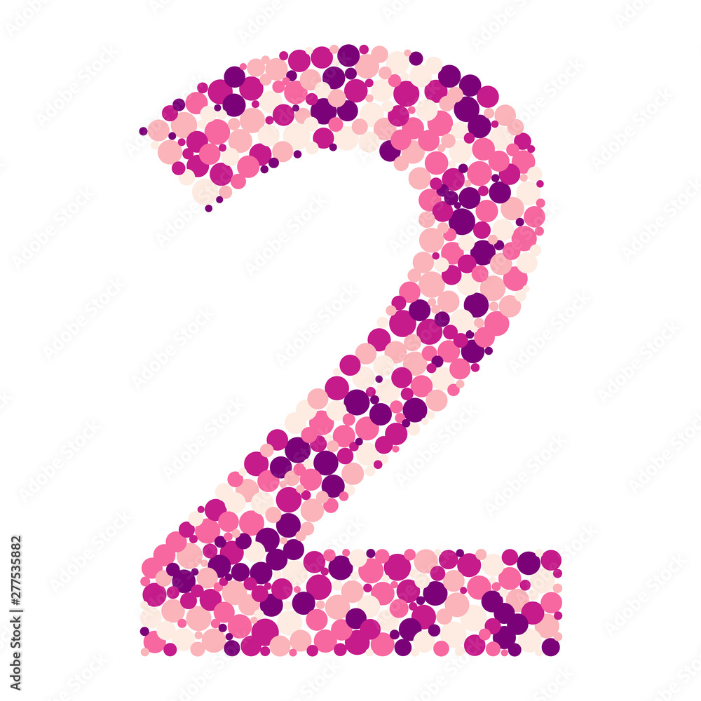 Digit 2 color distributed circles dots illustration Digit 2 color distributed circles dots illustration
